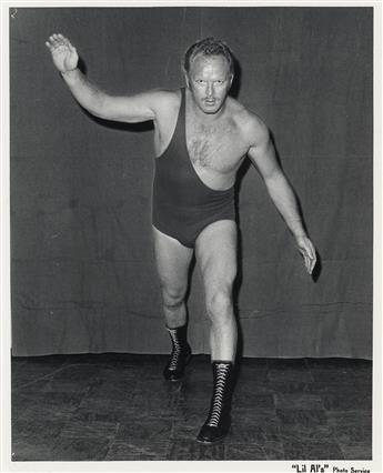 (PRO WRESTLING) An archive with over 120 portraits of pre-WWE Pro-wrestlers striking theatrical poses, photographed by Lil Al Vavasse